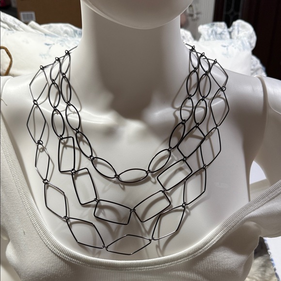 French Connection Silver Multi-Layer Necklace - Picture 1 of 2